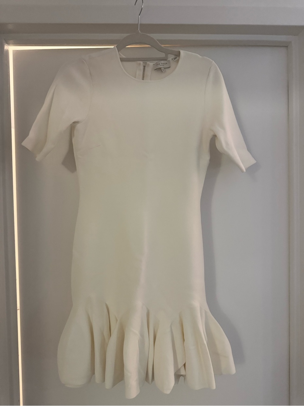 Ted Baker White Ruffle-Hem Short Sleeve Dress, 2